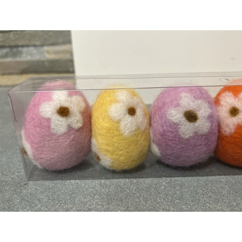 At Home Easter Felt Eggs Figurine Set Of 6 Multicolor Seasonal Decor